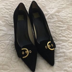 Coach Heels -Beautiful black suede kitten heels